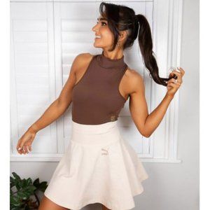 ASOS PUMA x STEF FIT Mini Tennis Skirt Foldable waist in Sand Beige size Large